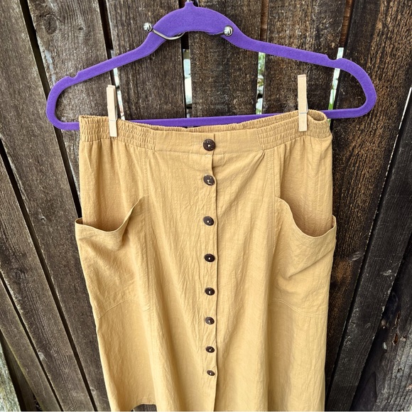 Easel Crinkle Cotton Full Button Down Skirt With Pockets NWOT Sz S - Picture 6 of 11